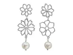 Aretes de plata Tanya Moss, flor largos con perla verano
