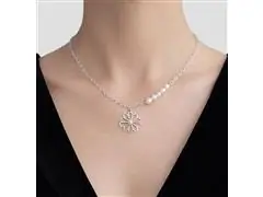 Cadena de plata Tanya Moss, flor con perlas verano - 1