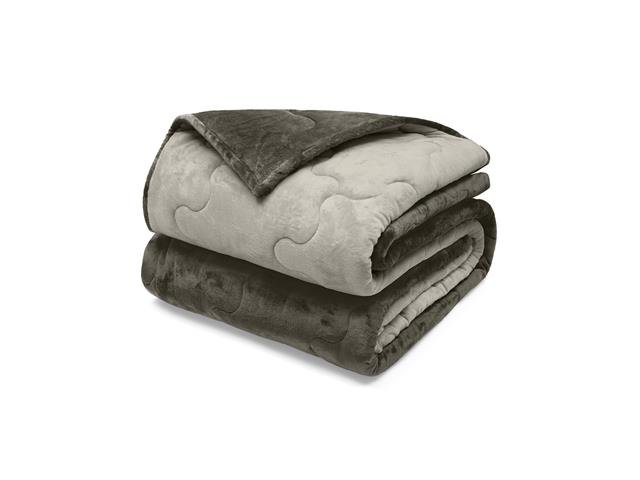 Edredom Casal Plush Flannel Chocolate Escuro/Claro 1pc - 2