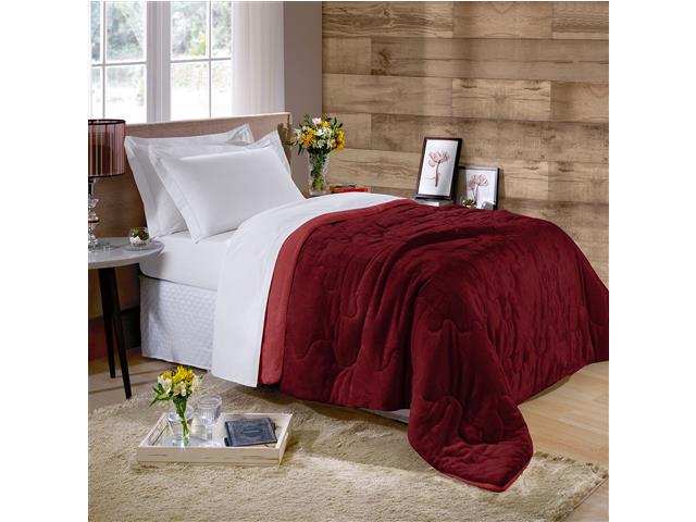 Edredom Casal Plush Flannel Vermelho Escuro/Claro 1pc - 4