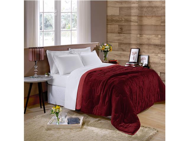 Edredom Casal Plush Flannel Vermelho Escuro/Claro 1pc - 5