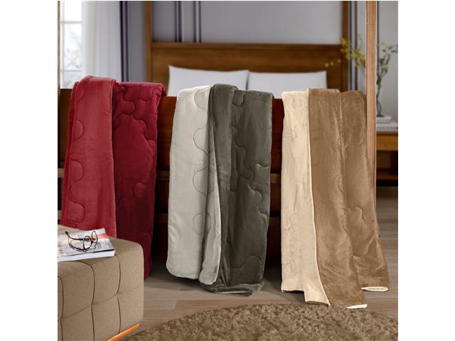 Edredom Solteiro Plush Flannel Chocolate Escur...