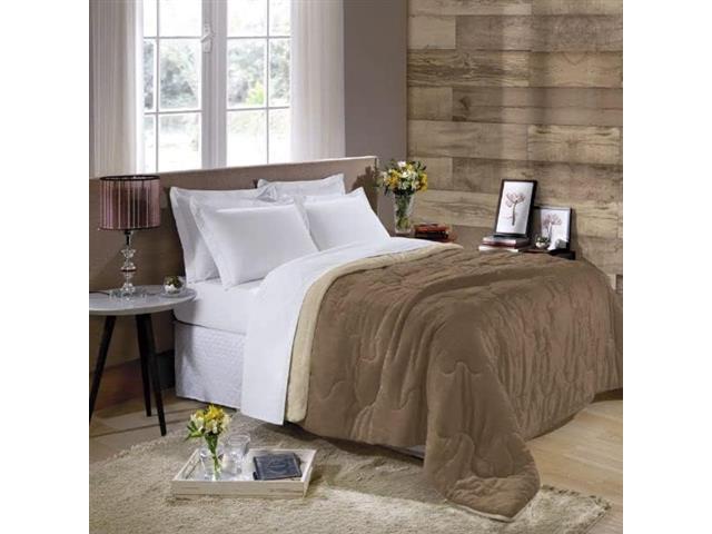 Edredom Solteiro Khaki Dupla Face 150x200 Plus...