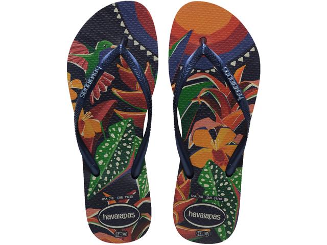 Chinelo Havaianas Slim Tropical Marinho/Marinh...