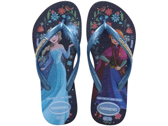 Chinelo Havaianas Kids Slim Princess Azul/Azul...