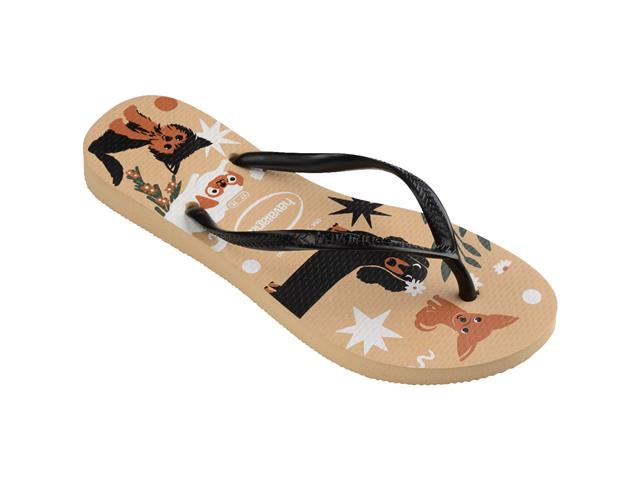 Chinelo Havaianas Slim Pets Dourado/Preto - 1