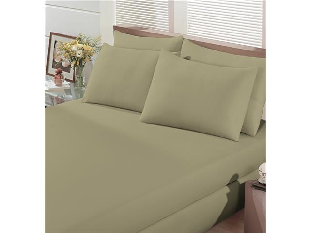 Jogo Cama Solteiro Basic Rolinho Liso 278 Verde Musgo 2pc - 2