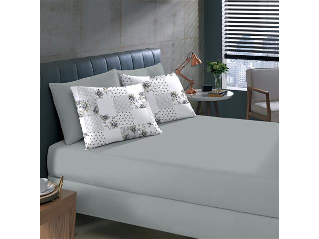 Jogo Cama Quen Basic Rolinho Est.Scarlet Cinza...