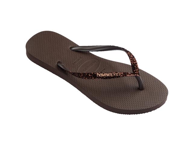 Chinelo Havaianas Slim Glitter Ii Café Tam 37-38 - 1