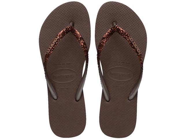 Chinelo Havaianas Slim Glitter Ii Café Tam 39-...