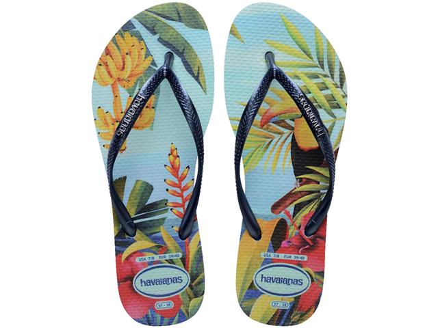 Chinelo Havaianas Slim Tropical Azul/Azul Tam ...