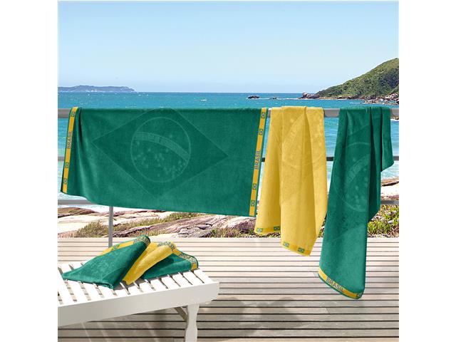 Toalha de Praia Buettner Bandeira Brasil Ouro 70x140 cm 1 Peça - 2