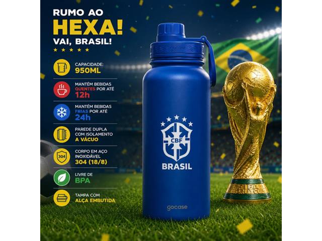 Garrafa Térmica Inox Gocase Copa Mundo Brasil Azul 950ml - 2