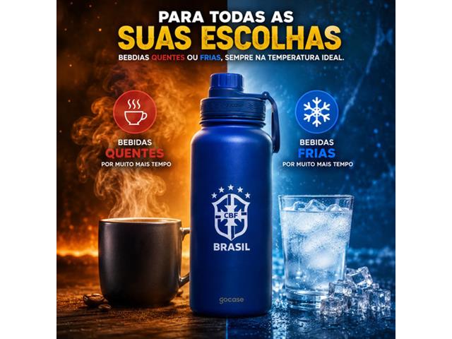 Garrafa Térmica Inox Gocase Copa Mundo Brasil Azul 950ml - 1