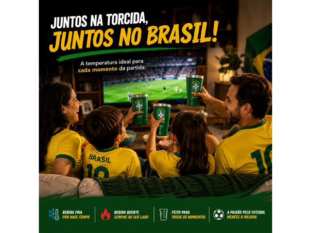 Copo Térmico Gocase Copa Mundo Brasil CBF Inox Verde 470ml - 4