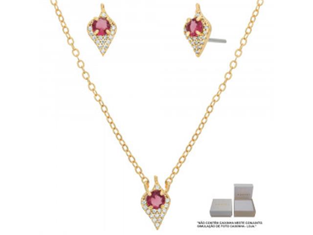 Conjunto Morana zircônias cadeado dou...