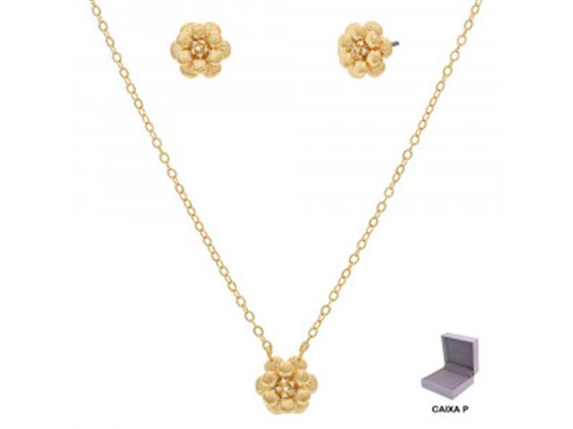 Conjunto flor Morana cadeado dourado ...