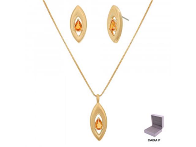 Conjunto vazado Morana zircônias dour...