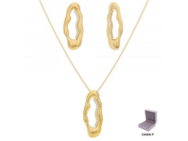 Conjunto longo Morana zircônias veneziana dourado