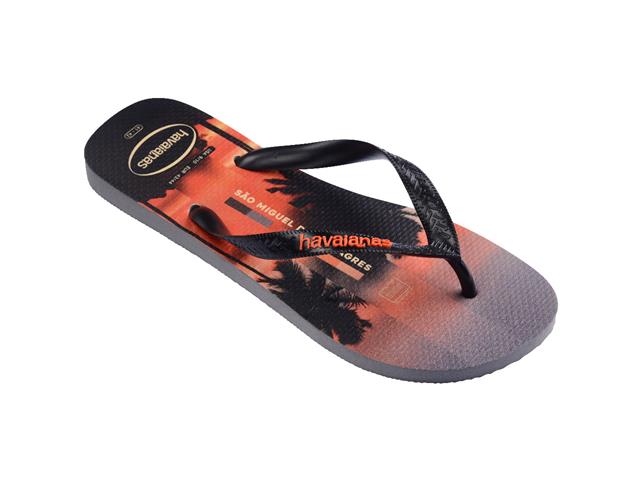 Chinelo Havaianas Top Surfer I Cinza Aco/Preto/Laranja Sunset Tam 37-3 - 1