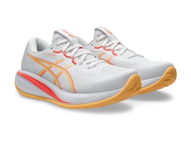 Tenis Asics Gel Cumulus 28  103 White Orange Glow Fem Tam 40