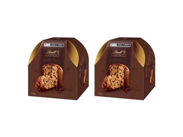 Kit 2 Panettones Lindt Gotas de Chocolate Amar...