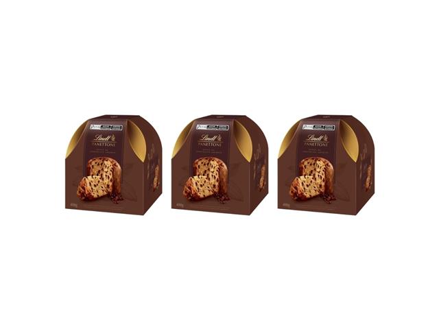 Kit 3 Panettones Lindt Gotas de Chocolate Amar...