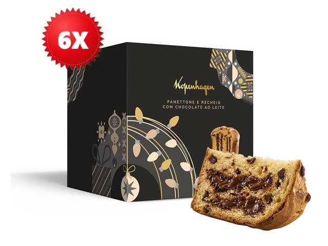 Combo 6 Panettones Kopenhagen com Recheio de Chocolate ao Leite 700g - 1