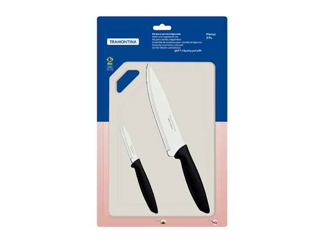 Kit para Carne e Legumes Tramontina Plenus 2 Facas e Tábua para Cortar - 3