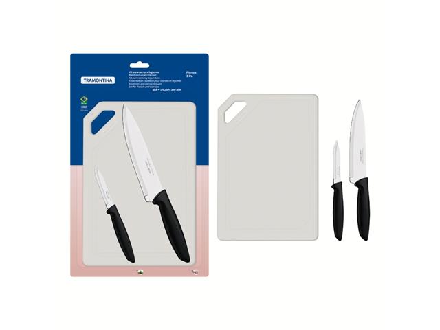 Kit para Carne e Legumes Tramontina Plenus 2 Facas e Tábua para Cortar - 1