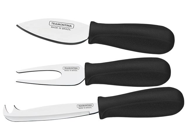Jogo para Queijo Tramontina Inox 3 peças Plenus Preto