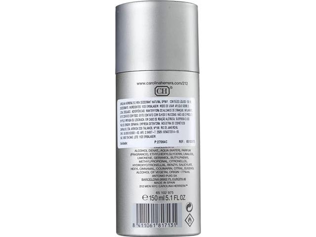 Desodorante Spray 212 Men Nyc Carolina Herrera Masculino 150ml - 1