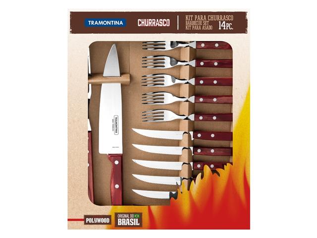 Kit para Churrasco Tramontina Cabo Vermelho 14 Peças - 1