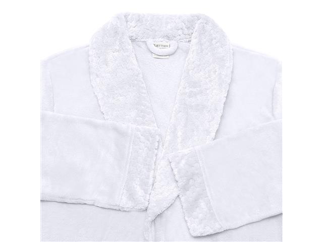 Roupão Feminino Buettner Microfibra Love Gola Xale Liso P Branco - 2