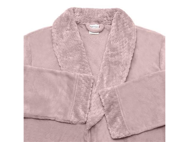 Roupão Feminino Buettner Microfibra Love Gola Xale Liso M Rosé - 2