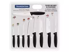 Juego de cuchillos Tramontina 9 pzas Plenus Inox Negro - 1