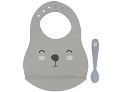 Kit Babador e Colher Infantil Tramontina Le Petit Cinza 2 Peças