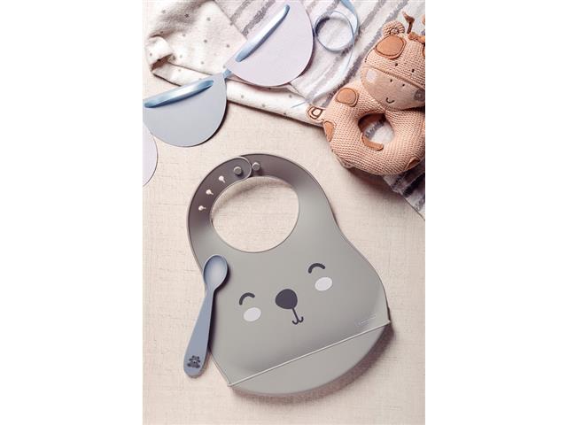 Kit Babador e Colher Infantil Tramontina Le Petit Cinza 2 Peças - 1