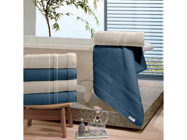 Jogo de Banho Buettner Alliance Marinho e Palha 5 Peças - 1