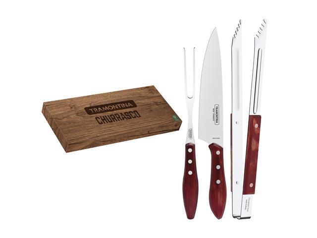 Jogo Trinchante Tramontina Cabos de Madeira Po...
